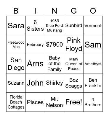 Terri’s Bingo Birthday Bash Bingo Card
