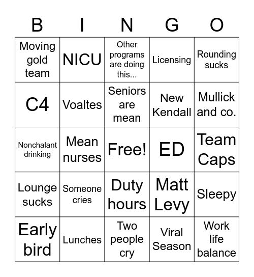 Intern Retreat 2023 Bingo Card
