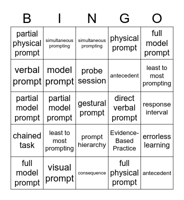 PROMPTING BINGO Card