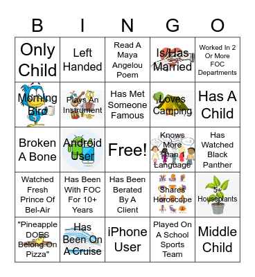 Unity Potluck Bingo Card