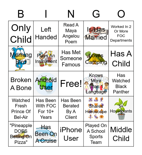 Unity Potluck Bingo Card