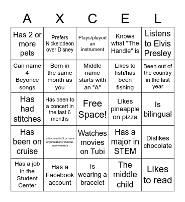 OMA Speed Dating Bingo Card