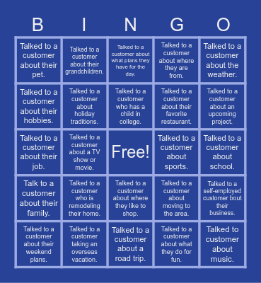 Conversation Bingo Card