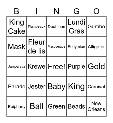 Mardi Gras Bingo Card