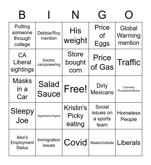 Trigger Bingo Card