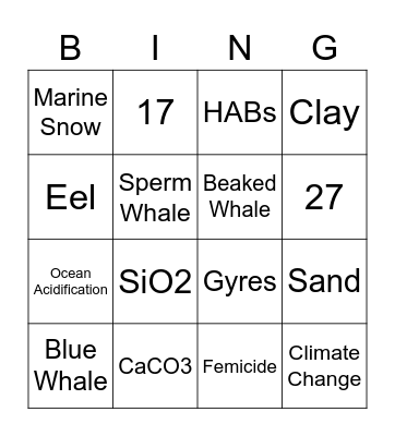 Ocean Bingo!! Bingo Card