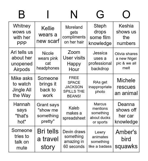 Retreat Beango Bingo Card