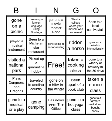 SpeedFriending Bingo #2 Bingo Card