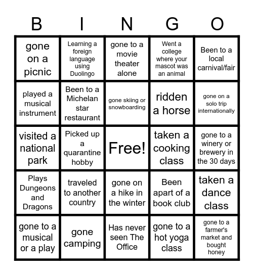 SpeedFriending Bingo #2 Bingo Card