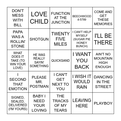 MOTOWN Bingo Card