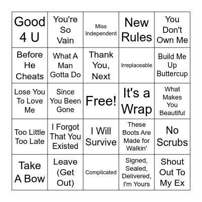 Anti-Valentine's Day Bingo Card