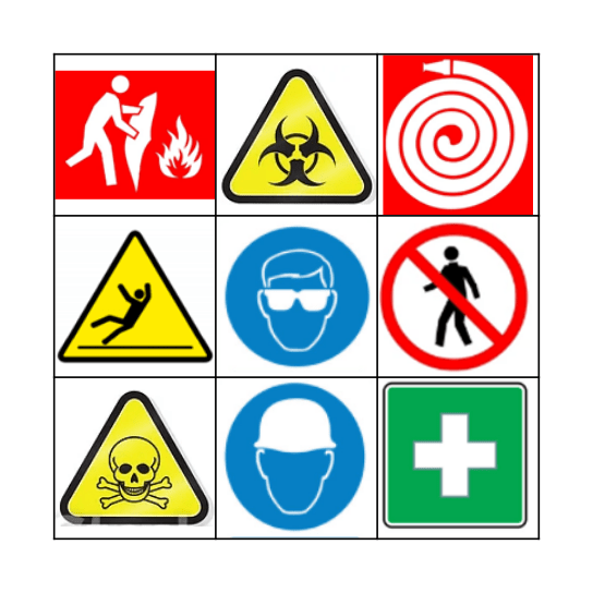 Safety Sign Bingo Card
