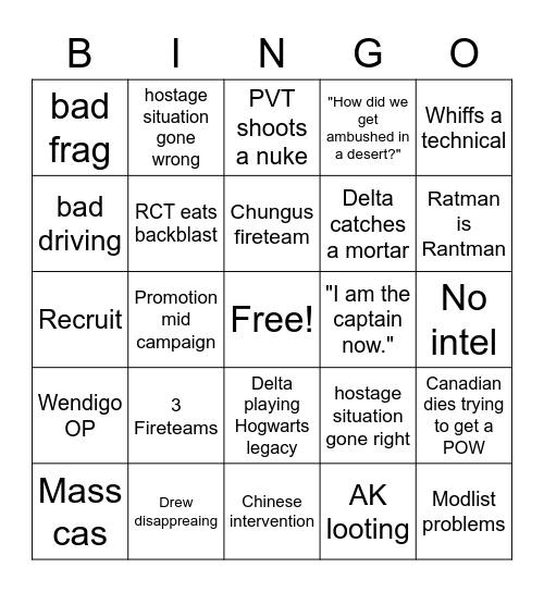 1-1 Africa Campaign Bingo Card