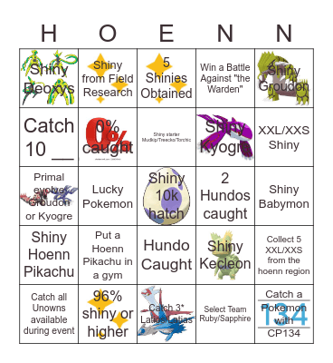 Hoenn Tour! Bingo Card