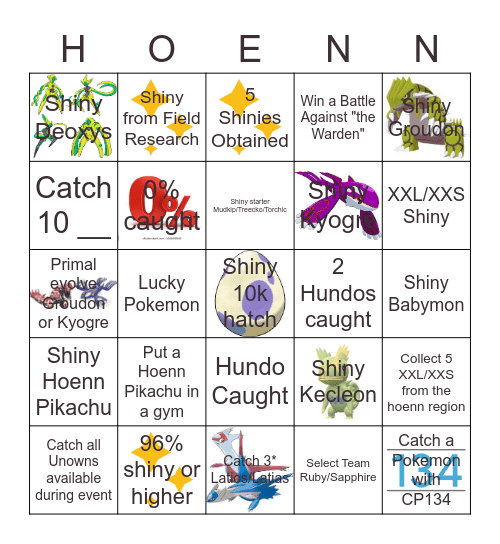 Hoenn Tour! Bingo Card