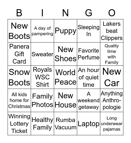 Holiday Party Bingo!  Bingo Card