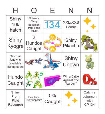 Hoenn Tour! Bingo Card