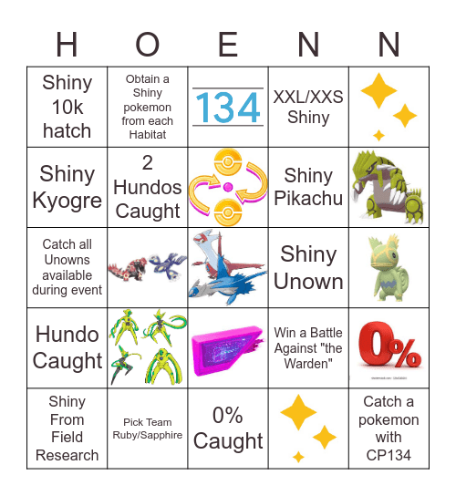 Hoenn Tour! Bingo Card