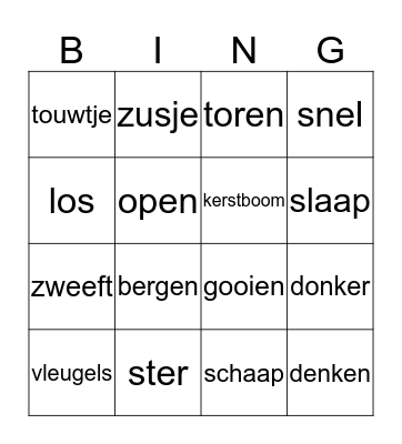 De ster die niet kan stralen Bingo Card