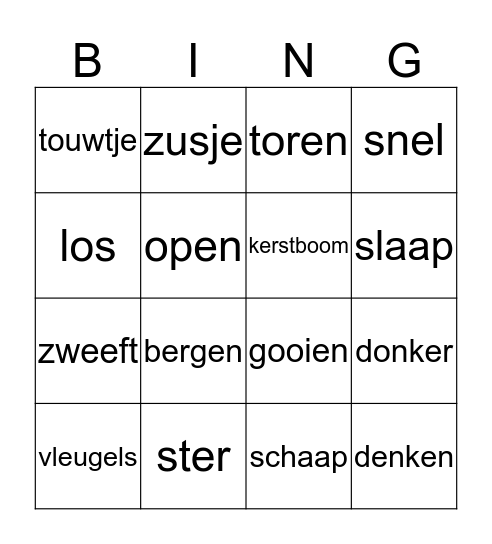 De ster die niet kan stralen Bingo Card