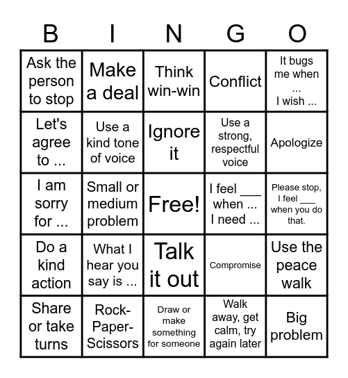 Problem Solving BINGO Card