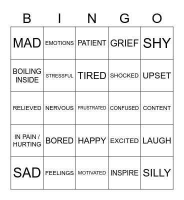 Emotions ASL Bingo Card