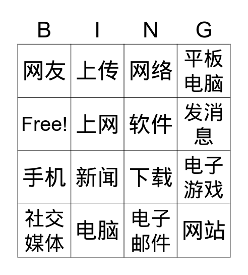 交流与科技 Bingo Card