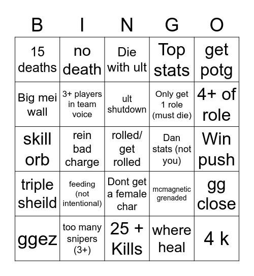 Myster heroes ow2 Bingo Card