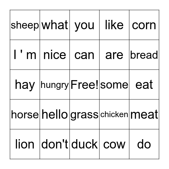 The Lion's Dinner Bingo Card