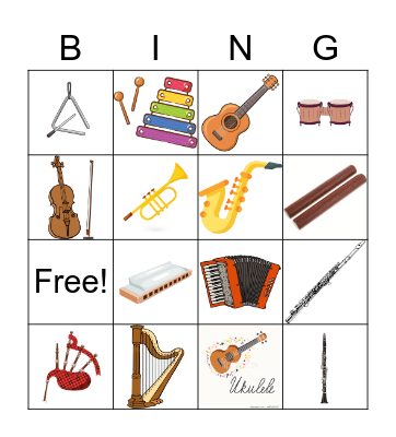 Musical Bingo Card