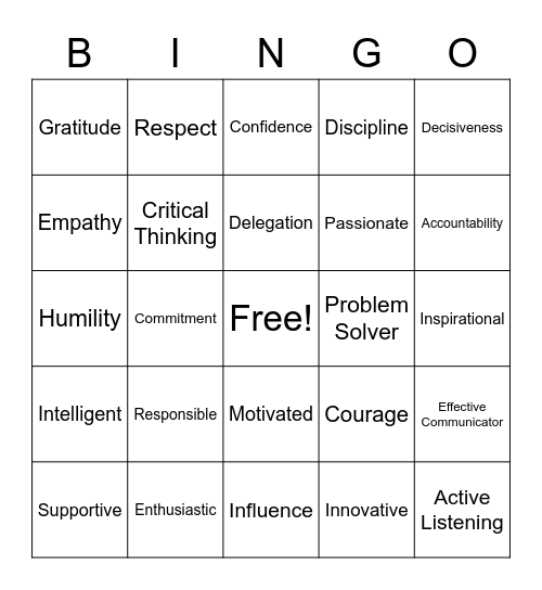 Leaders Amongst Us Bingo Card