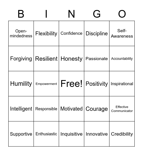 Leaders Amongst Us Bingo Card