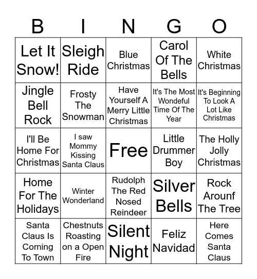 Christmas  Songs  Bingo Card