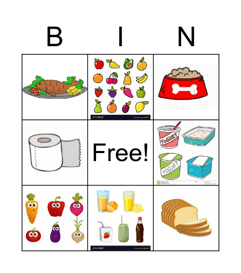 Supermarket Bingo Card