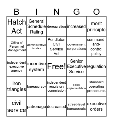 Bureaucracy Bingo Card