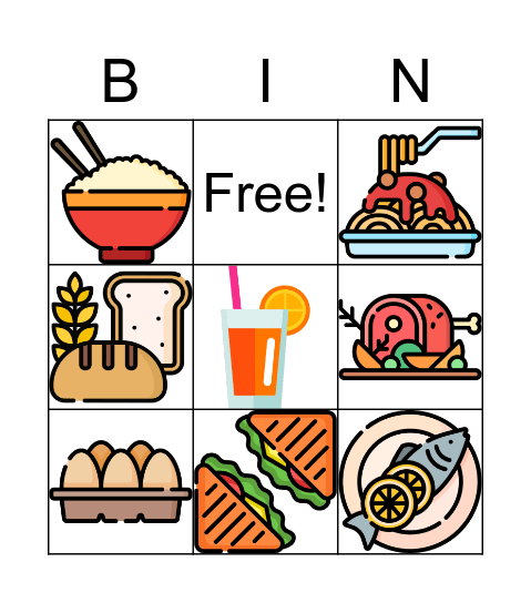 Food Bingo Card