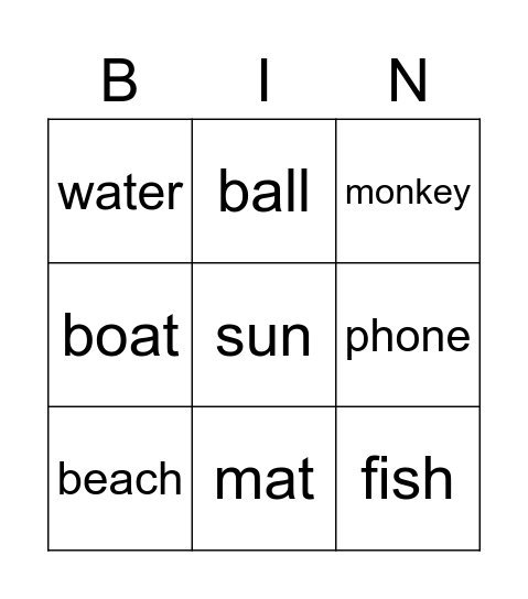 At the beach Bingo Card