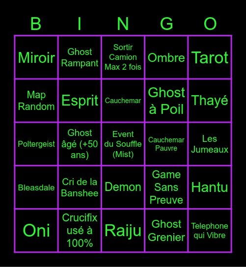 BINGO PHASMO MRTIBOUTE Bingo Card