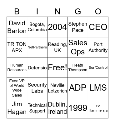 Company Introductions Bingo Card