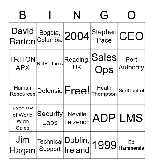 Company Introductions Bingo Card