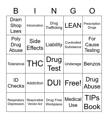 Calder Casino - Alcohol Awareness Class 2 Bingo Card