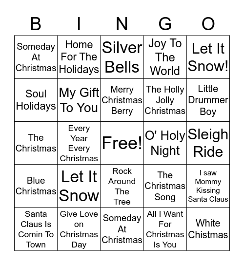 Christmas Song  Bingo Card