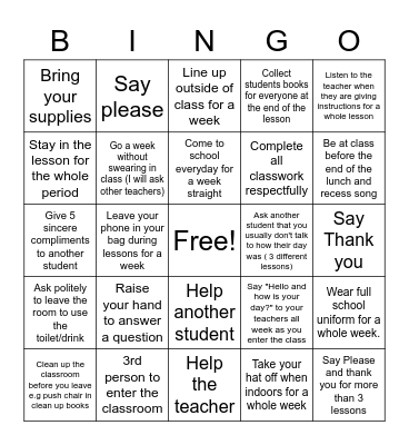 Respect Bingo Card