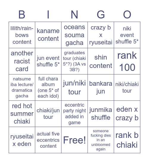 enstars 2023 bingo Card