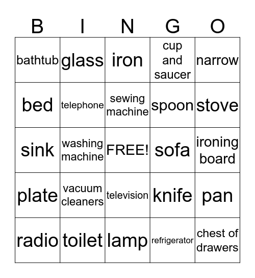 Things I Use Bingo Card