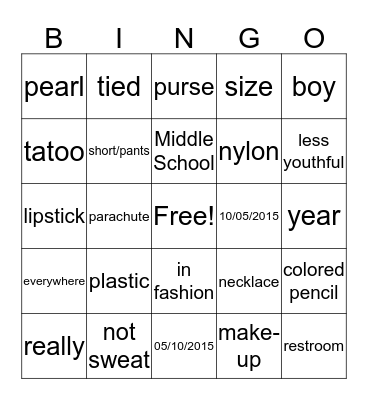 les vetements Bingo Card