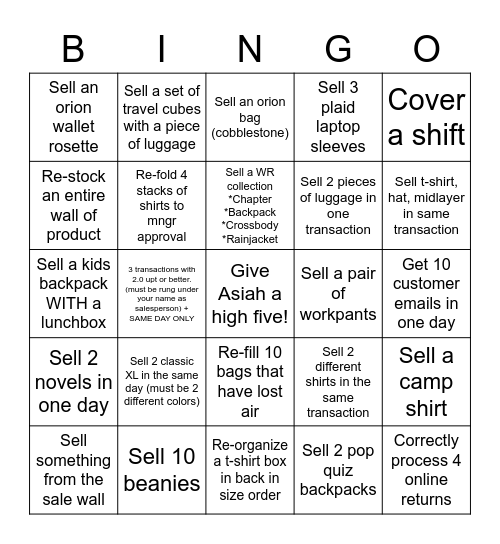 Herschel Bingo 2-21 thru 2-28 Bingo Card