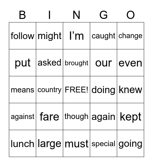 Word Wall 2-21-23 Bingo Card