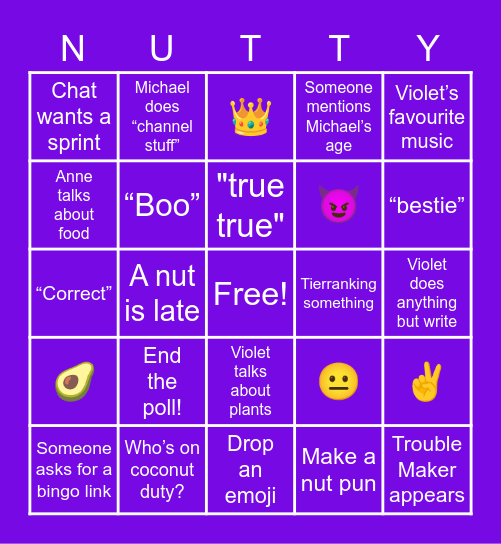 Anniversary Bingo Card