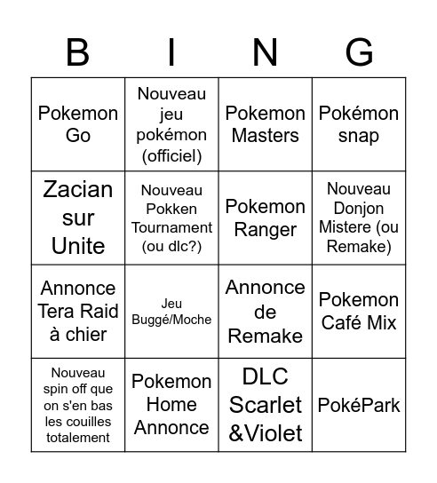 Pokemon present Bingo Card